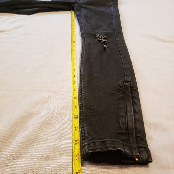 ZARA Skinny Jeans, Black Distressed Ankle Zip, 2 - Picture 12 of 14